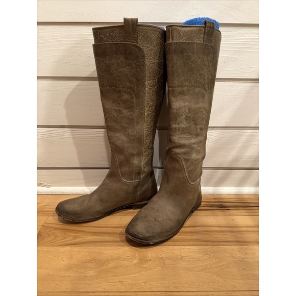 Frye Paige Tall Brown /Taupe/grey Burnished Leather-77534 Riding Boots Size 8.5